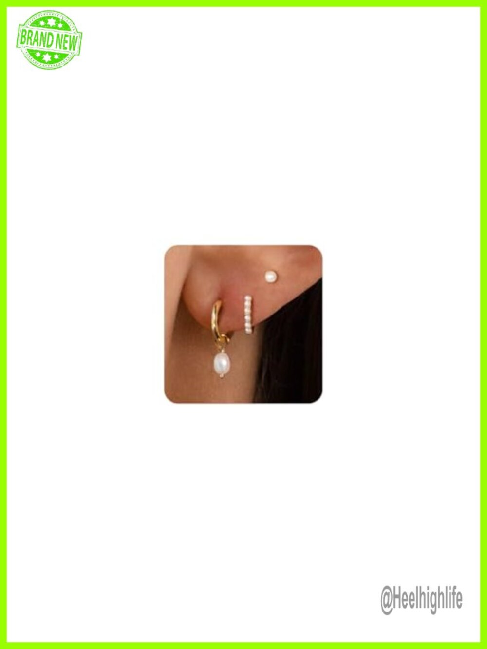 14K Gold Plated 3 Pair Earrings Set Huggie Hoop Stud Stackable